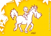 Cartoon Elisa op paard