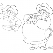 Character design sketches to promote a bakkery store.