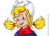 Cartoony Dutch cheese girl for promotion material