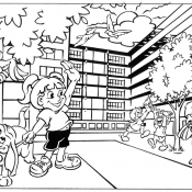 Coloring page for a housing cooperative