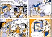 Illustrated comic strip for the Rabobank trade magazine.