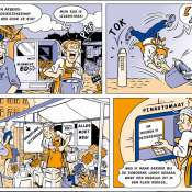 Illustrated comic strip for the Rabobank trade magazine.